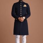 Handmade Navy Blue Maharaja Style Achkan | Regal Ethnic Wear | Jaipurio